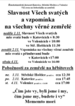 Dušičky 2026 Katovice, Volenice a Stř. Hoštice